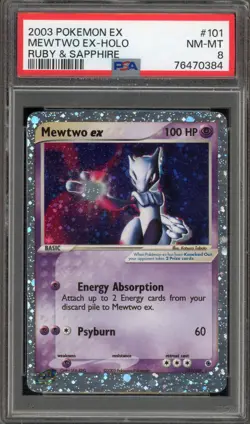 Pokemon Mewtwo ex EX Ruby & Sapphire Holo Ultra Rare #101 PSA 8 - Image 1