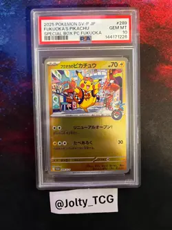 2025 POKEMON JAPANESE SV-P PROMO #289 FUKUOKA'S PIKACHU PSA 10 - Image 1