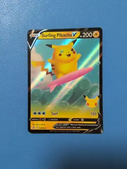 Surfing Pikachu V 008/025 Holo V Rare Celebrations Pokemon Near Mint - Image 1