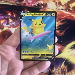 Surfing Pikachu V 008/025 Holo V Rare Celebrations Pokemon Near Mint NM (2) - Image 1