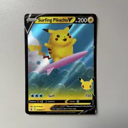 Surfing Pikachu V 008/025 Holo V Rare Celebrations Pokemon Near Mint - Image 1