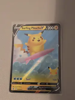 Surfing Pikachu V 008/025 Holo V Rare Celebrations Pokemon Near Mint - Image 1