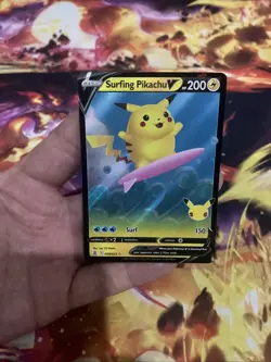 Surfing Pikachu V 008/025 Holo V Rare Celebrations Pokemon Near Mint - Image 1