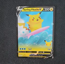 Surfing Pikachu V 008/025 Holo V Rare Celebrations Pokemon Near Mint - Image 1