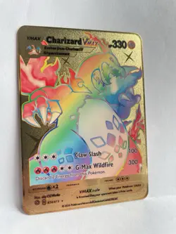 Charizard Glurak Pokemon Gold Metall Karte kinder Geschenk VMAX Wildfire Rainbow - Image 1