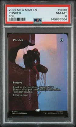 2025 MTG MARVEL'S SPIDER-MAN: SOURCE MATERIAL FOIL #0013 PONDER PSA 8 - Image 1
