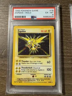 Pokemon TCG Zapdos Holo Rare Base Set 16/102 PSA 6 - Image 1