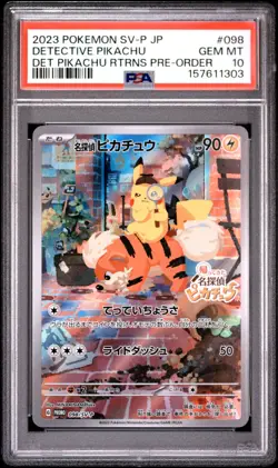 2023 POKEMON JAPANESE SV-P PROMO #098 DETECTIVE PIKACHU PSA 10 - Image 1