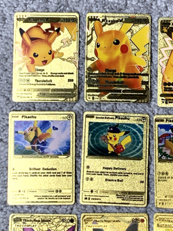 Set of 15 Pika + Complete 7 Card Cosplay Set Gold Foil Fan Art Cards - Image 2