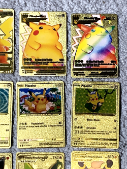 Set of 15 Pika + Complete 7 Card Cosplay Set Gold Foil Fan Art Cards - Image 3