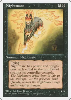 Nightmare Rare Fourth Edition Magic: The Gathering Damaged - Image 1