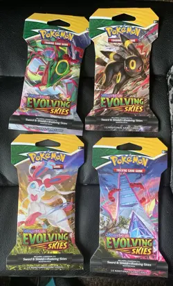 Pokemon Evolving Skies Sleeved Booster Pack x 4 - Art Set - New & Sealed - Image 1