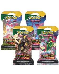 Pokemon Evolving Skies New Sealed Sleeved Blister Booster x4 Packs Full Art Set - Image 1