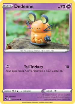 Dedenne 077/185 Vivid Voltage Common NM 2020 Reverse Holo Yuka Morii - Image 2