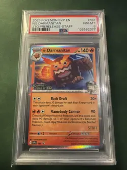 Pokemon N's Darmanitan 181 SV Promo Prerelease Staff Holo English PSA 8 - Image 1