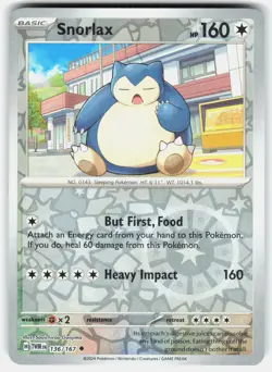 Snorlax 136/167 Uncommon Twilight Masquerade Pokemon Reverse Holo Near Mint - Image 1