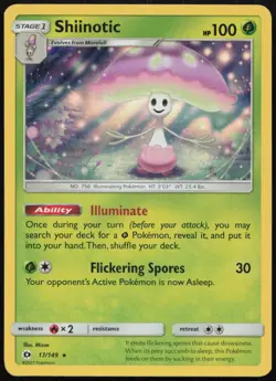 Shiinotic 17/149 LP SM Base Set Holo Rare Holo Pokemon - Image 1