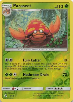 Parasect 5/149 Rare SM Base Set Pokemon Reverse Holo Near Mint - Image 1