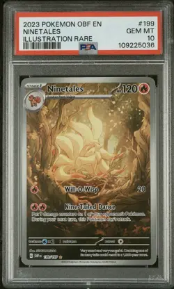 Pokemon 2023 Ninetales 199/197 Illustration Rare Obsidian Flames GEM MINT PSA 10 - Image 1