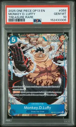 One Piece OP13 Monkey D Luffy OP11-058 Treasure Rare Carrying On His Will PSA 10 - Image 1