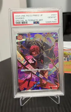 2025 ONE PIECE JAPANESE PRB02 ONE PIECE #007 SHANKS SPECIAL ALTERNATE ART PSA 10 - Image 1