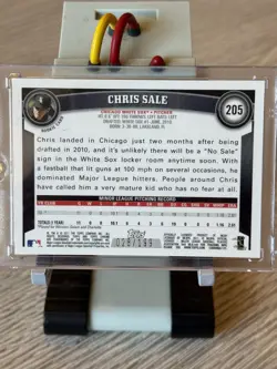 2011 Topps Chrome - Chris Sale #205 Rookie Autographs Blue Refractor /199 AU, RC - Image 2