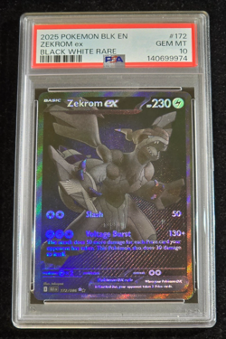 2025 Pokemon Zekrom ex Black Bolt Black White Rare #172 PSA 10 Gem Mint - Image 1