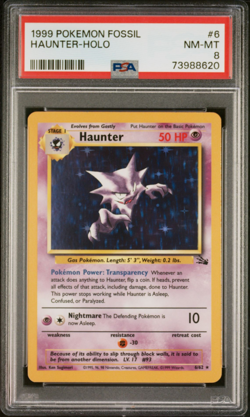 1999 POKEMON FOSSIL #6 HAUNTER - HOLO PSA 8 - Vintage WOTC - Image 1