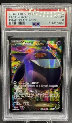 Pokemon TCG 2014 XY Phantom Forces Gengar EX 114/119 Holo Full Art PSA 8 - Image 1