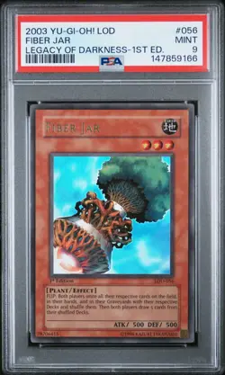 PSA 9 1st Edition LOD-056 Fiber Jar Legacy of Darkness Yu-Gi-Oh Ultra Rare Card - Image 1