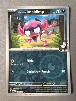 Pokemon TCG * Destined Rivals 134/182 Marnie's Impidimp C * REVERSE HOLO * NM - Image 1
