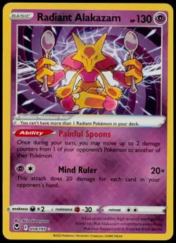 Radiant Alakazam 059/195 Radiant Rare Silver Tempest Pokemon NM - Image 1