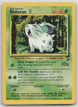 Nidoran F 82/130 Common Base Set 2 Pokemon Moderately Played - Image 1
