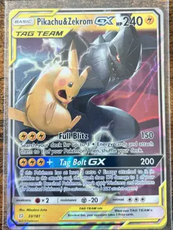Pokemon Pikachu & Zekrom GX 33/181 SM-Team Up Ultra Rare Holo Tag Team - Image 1