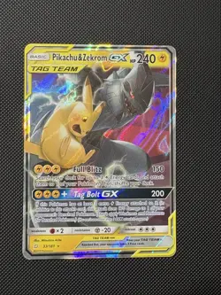 Pokemon Pikachu & Zekrom GX 33/181 SM-Team Up Ultra Rare Holo Tag Team GX NM - Image 1