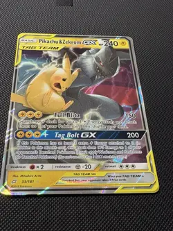 Pokemon Pikachu & Zekrom GX 33/181 SM-Team Up Ultra Rare Holo Tag Team GX NM - Image 2