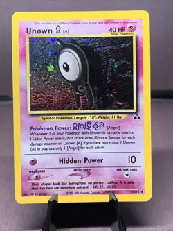 Pokemon TCG Unown A 14/75 Neo Discovery Holo Rare VTG WOTC 2001 HP - Image 1