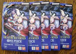 5x One Piece OP14 THE AZURE SEA’S SEVEN Blister Sleeved Packs Sealed - Image 1