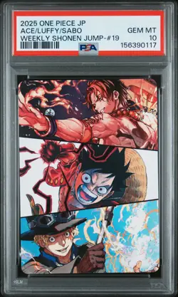 2025 ONE PIECE JAPANESE PROMOS MONKEY D. LUFFY/PORTGAS D. ACE/SABO PSA 10 - Image 1