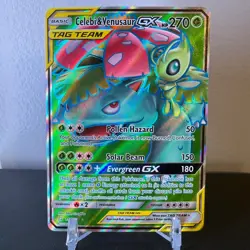 Celebi & Venusaur GX (Full Art) Ultra Rare SM - Team Up SM9 Grass Holo 159/181 - Image 1