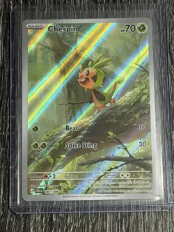 Pokemon TCG Mega Evolutions: Chaos Rising 087/086 Chespin Illustration Rare NM - Image 1