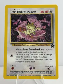 Team Rocket's Meowth 18/53 Wotc Black Star Promo Pokemon NM - Image 1