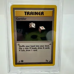 1999 Pokemon Fossil Gambler First Edition #58 PSA Graded 9 Mint! - Image 4