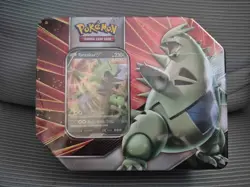 New and Factory Sealed Pokemon TCG Sword & Shield V Strikers Tin - Tyranitar V - Image 1