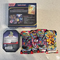 Pokemon Chaos Rising ETB Factory Sealed ETB, Tyranitar Tin, 4 Sleeved Boosters - Image 2