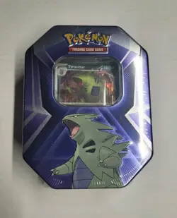 Pokemon TCG Triple Whammy Tyranitar Collector Tin 3 Booster Packs 2024 BRAND NEW - Image 1