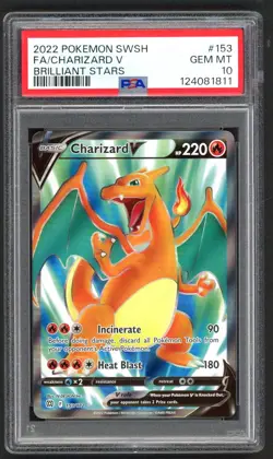 Pokemon Card - PSA 10 Charizard V 153/172 - Brilliant Stars - GEM MT - PSA10 - Image 1