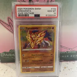 2020 Pokemon Vivid Voltage Zamazenta Amazing Rare #102 PSA 10 GEM MINT - Image 1