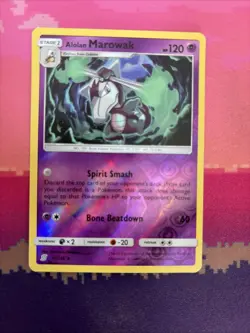 Pokemon Card Alolan Marowak Unified Minds Reverse Holo Rare 75/236 Near Mint - Image 1