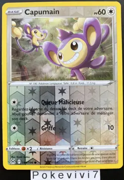Carte Pokemon CAPUMAIN 144/196 REVERSE Epee et Bouclier 11 EB11 FR NEUF - Image 1